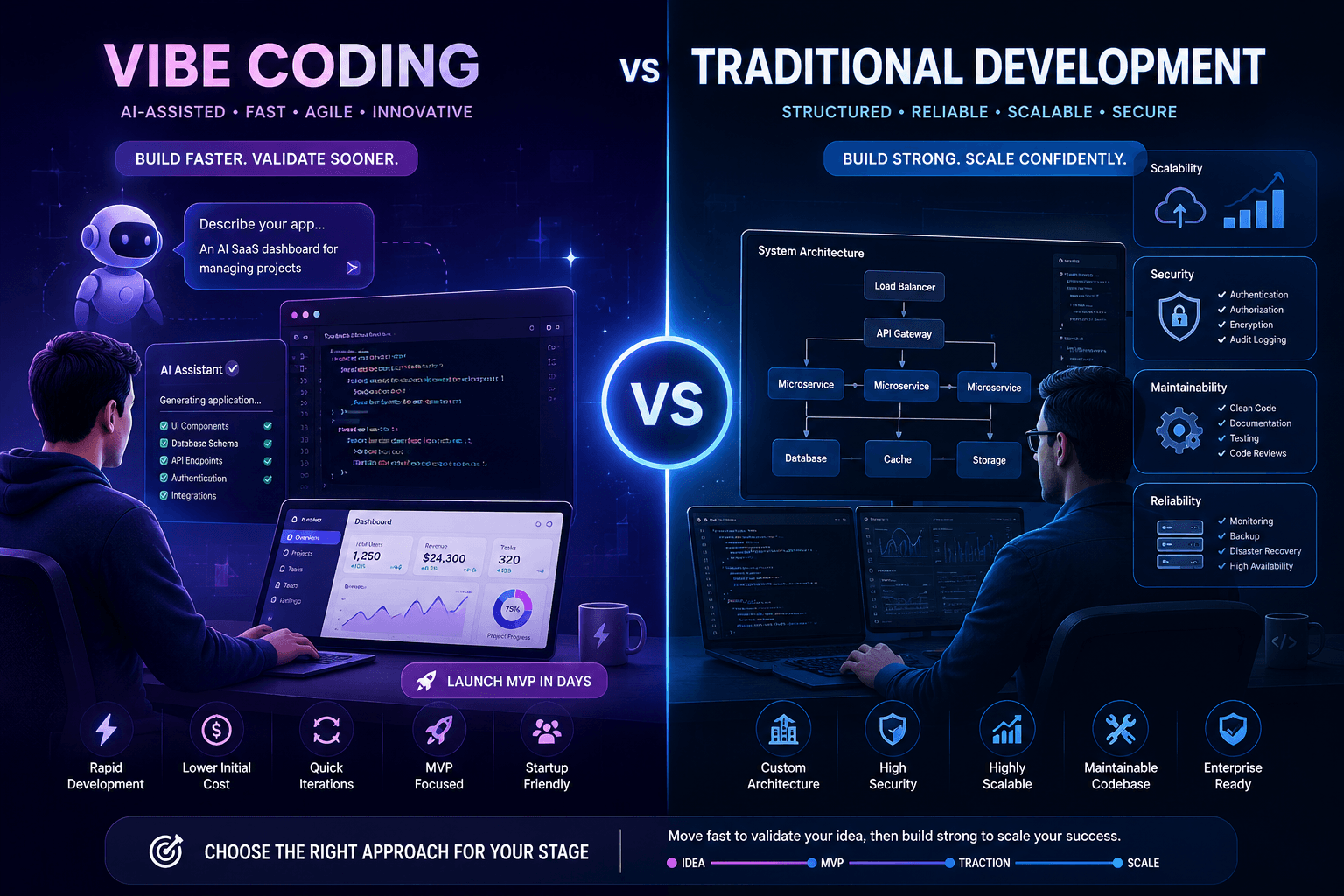 Vibe Coding vs Traditional Development